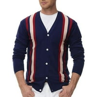 Viikei muški džemper kardigan džemperi za muškarce muške pletive u boji ploče s kapuljačom dugih rukava s kapuljačom s dugim rukavima tipka V-izrez vrh