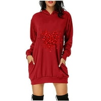 Zunfeo Women Dnevna haljina - Turtleneck Dugi rukav Shift haljina mini haljina Slim Comfy vrhovi ispisana
