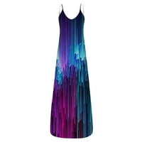 Ljetne haljine za žene cvjetne V-izrez Maxi dugačka boemijska putna haljina putnika purple xxl