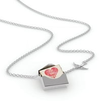 Ogrlica s bloketom Ti si u redu Valentinovo vruće ružičasto geometrijsko srce u srebrnom kovertu Neonblond