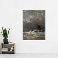 Willem Mesdag Lighthouse Breaking Waves Slikanje Extra Veliki XL zidni umjetnički poster Print