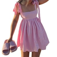 Liacowi Žene Juniori Ležerne mini haljine ružičaste veze bez rukava za kratke haljine ljetna plaža Party Streetwear