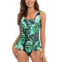Zkozptok Ženski kupaći kostimi cvjetni ispis Patchwork kupaći odijelo za bagere bez haljine Tummy Control