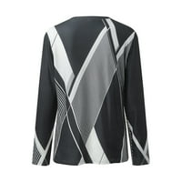 Košulje za žene jesen i zima Nova 3D pozicioniranje Geometrijski tisak Crewneck majica s dugim rukavima