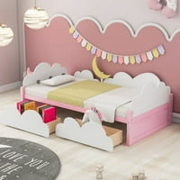 Dječji krevet, šperploča Twin Size Pojedinačna platforma sa ladicom za pohranu, bijela