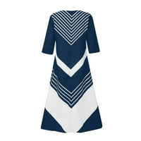 Labave haljine za žene tiskane ljetne naklonjene visine visokog struka V-izrez A-line datuma za lakat datur blue xxxl
