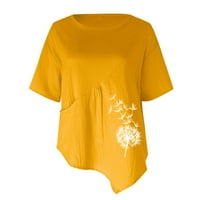 RBAOFUJIE vrhovi za žene casual proljeće modna žena kauzalna okrugla tiskarska bluza s kratkim rukavima