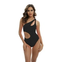 Ženski izrez jedan kupaći kostim s jednim ramenim kupaćim kostimima rebrastih kupaćih odijela za kupanje
