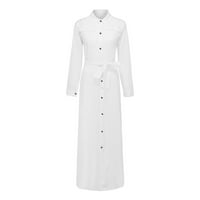 Qazqa Ženska haljina s dugim rukavima, haljina za majicu, maksi haljina s punim gumbom bijela xxl
