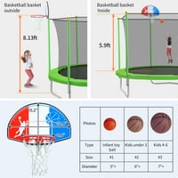 10ft dječji košarkaški trampolin sa sigurnosnim kućištem, košarkaškim obručima i ljestvicama, vanjski
