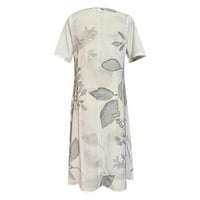 Haljine za čišćenje za žene Ljeto V-izrez kratki rukav cvjetni džep plus veličina haljine sive m