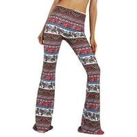 Douhoow Žene Juniors Boho Vintage Stretchy Bell donje visoke strukske hlače hipi baggy wide noga Palazzo pantalone