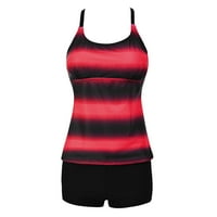 Yubnlvae Womens kupaći kostim plus veličina Ispis Strappy Back Tankini Set dva kupaća kupaća plićaka