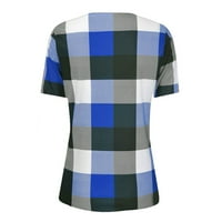 Žene Ljetne bluze Ženska V-izrez kratki rukav Polu Zip Tunic Tops Modni casual Labavi majice Tee Blue