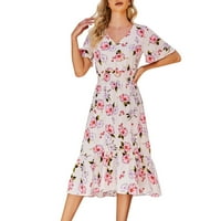 Žene ljeto kratki rukav V izrez cvjetni kratki haljina za kratke zabave za žene čipke haljine za ženske