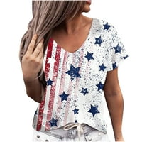 Dan nezavisnosti Pokloni USA Tee majice za žene Američka zastava T majice za žene Modni ženski ljetni V-izrez kratkih rukava za printualnu majicu