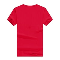 Ženske bluze Uniznoj majici Ispisani uzorak Ležerne modne Soild Boja kratkih rukava crveni l