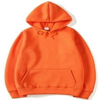 REJLUN dame dukserište čvrste boje kapuljače na kapuljaču džepov duksevi Ležerni pulover Loop Fit Winter Orange L