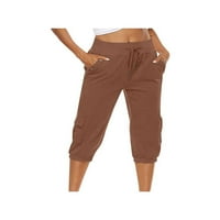 Capri pantalone za žene ravne pantalone za noge Ležerne prilike sa visokim strukom žetve Dame 'Solid