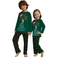 Božićno podudaranje pidžama za obitelj zelene jamke s dugim rukavima Xmas Pismo stabla + zelene crne