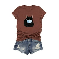 Ženski vrhovi ženske crtane mačke maske za majice s kratkim rukavima Bluze za majice na vrhu xxxxxl