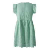 Clearsance Ljetne haljine za žene mini casual puni kratki rukav A-linijski duboki V-izrez Haljina zelena 3xl