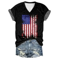 4. jula T 3D majica za ispis, majice s V-izrezom, tiskane odjeće Odjeća Womens T majica Labavi fit,