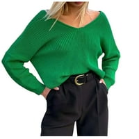 Jeseni džemperi za žene Trendi modni casual dugih rukava od šljokica za hlađenje V-izrez zimski džemperi