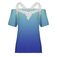 Ženska casual slobodna tunika Tees Clearence V izrez T Majica Dressy ljetni vrhovi Žena Vintage Gradient