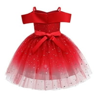 NJSHNMN Girls Haljina princeza Pageant haljina Dječja maturalna haljina haljina, 100, crvena