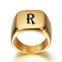 Toyella od nehrđajućeg čelika Signet prazan obični prsten visoki polirani zlatni ton zlatni q br. 7