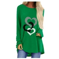 Outfmvch duksevi za žene modni povremeni ispis labavi dugi rukav majica pulover ženske vrhove ženske džempere zelene boje