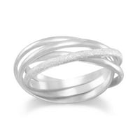 Sterling srebrni polirani i stardust multiband ženski bend prsten