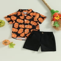 Thaisu Toddler Boys Halloween Outfits, Dugme za pukotine s kratkim rukavima dolje majica + kratke hlače