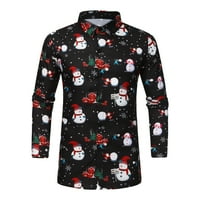 Muškarci Ležerni božićni temeljni gumb za majicu Top bluza crna m