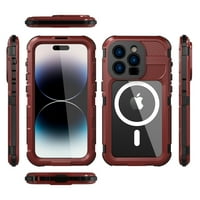 za iPhone PRO MA Case Vodootporni otporan na udarce za prašinu sa punim tijelom sa zaštitom objektiva kamere i ugrađenim zaštitnikom zaslona, ​​podvodnim punim zaptivenim poklopcem za iPhone Pro max, crveni