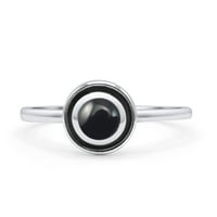 Okrugli prsten modni prsten oksidirani simulirani crni svijetli čvrsti čvrsto srebrni veličine 7