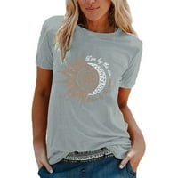 Žene Ljeto vrhovi ženski labavi modni okrugli izgrlici Bluze kratkih rukava Grafički otisci Tuničke