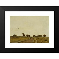 Rudolf Ribarz Crni moderni uokvireni muzej Art Print pod nazivom - holandski krajolik sa farmi