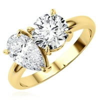 2.00ctw Lab-Grown Diamond dvostruki kružni krug 18k Žuti zlatni zaručni prsten