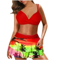 Lovskoo kupaći kostim za žene cvjetni print Havajski tropski plivanje CAMI grudnjaci i ruffles suknje za kupanje setovi za kupanje uz plažu