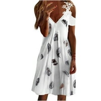 Ženska haljina za mazanje ležerne za mršavljenje kratki rukav V-izrez čipka hladna ramena haljina bijela