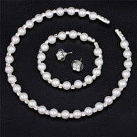 Set Pearl Crystal djeveruše za vjenčanje za vjenčanje nakita na nakit ogrlica narukvica Naušnice