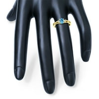 Ženska 6x plava Topaz i Diamond Otvori tri kameni prsten u 10k žutom zlatu