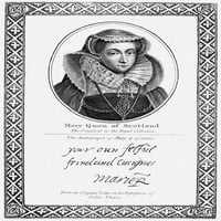 Mary, kraljica scotsa n. Mary Stuart, kraljica Škotske, 1542-1567. Etching s autogramom potpisom, engleski, 1819. Poster Print by