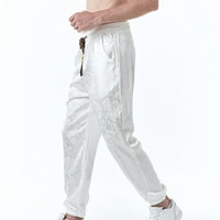 Aurouralne muške hlače muškarci casual modne čvrste čipke elastične zmajeve ispis pantalone za staze