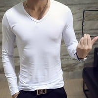 Muškarci Jesenske majice Dugi rukavi V izrez Pulover Slim Fit Casual Minimalistički muški vrhovi Novo