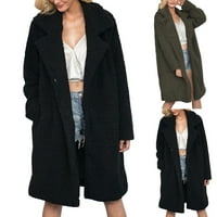 Fuzzy Long Fau krzneni kaputi za žene plus rever dugih rukava niz jakna za toplu odjeću Zimske labave