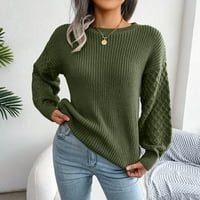 Neugledni potez nad ženskim džemperima pada zimski ženski dugi rukavi pleteni džemper turtleneck prugasti labavi pulover vrhovi deko sa metalnim dugmetom, vojska zelena m