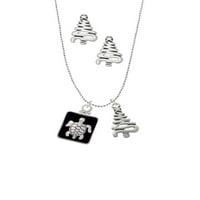 DELIGHT nakit silvertni kornjača na crni okvir Srebrni ton cik-cak za božićne šarm ogrlice i naušnice